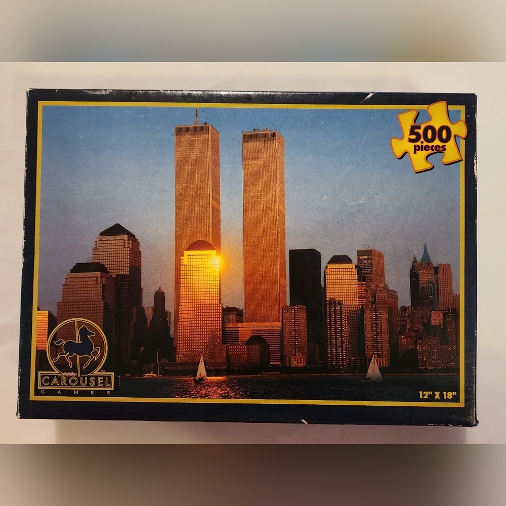 RARE! TWIN TOWERS PUZZLE – 500 PIECES BY CAROUSEL – SEALED IN BOX